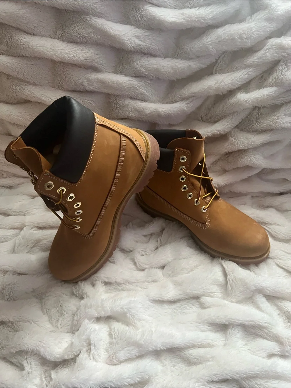 Timberland Wheat Nubuck Boots with Black Padded Collar